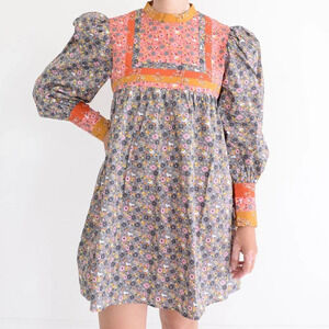 Celia B BuckEye Tree Puff Sleeve Multicolor Floral Mini Dress S